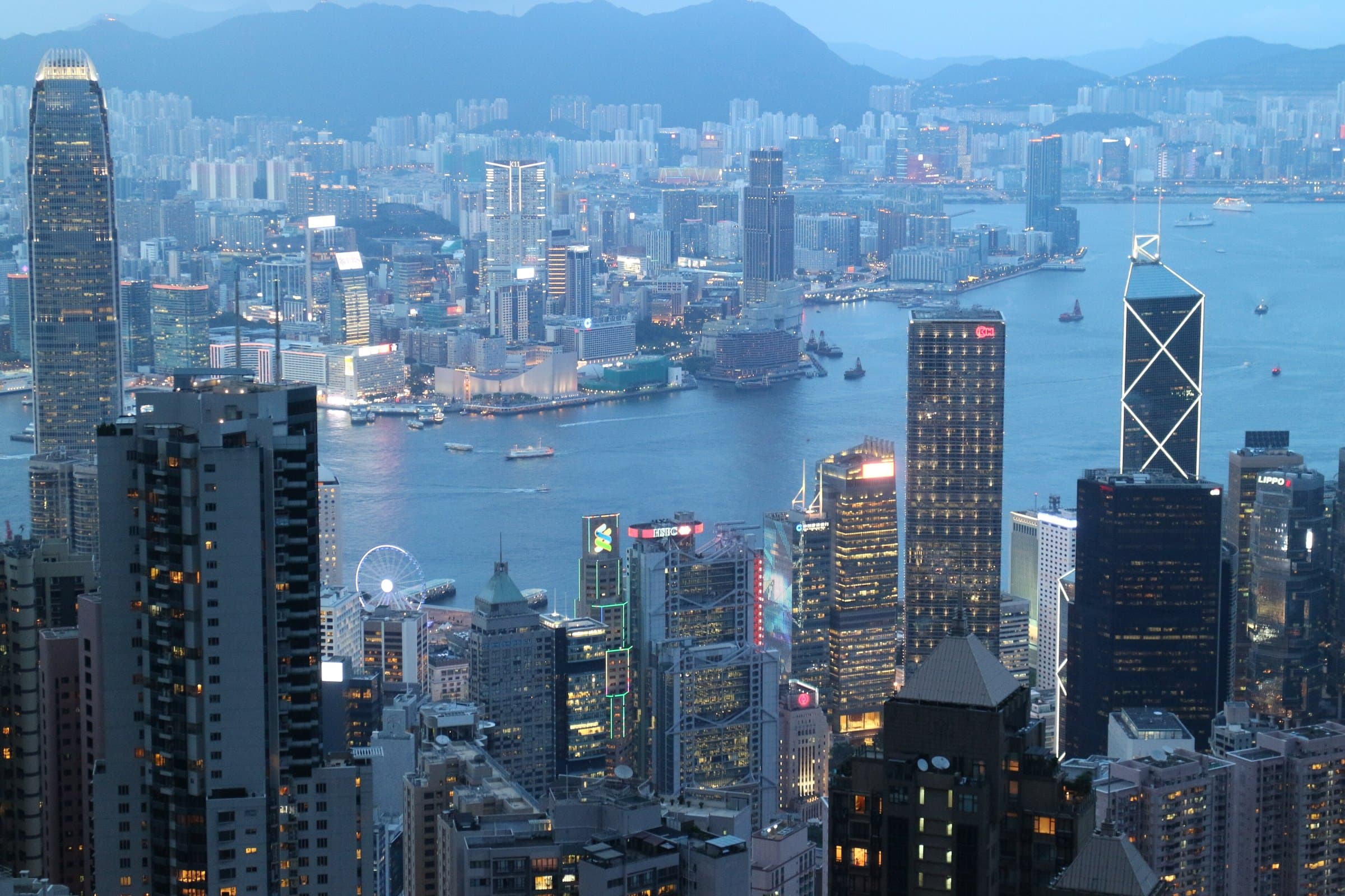 Skyline of Hong Kong's Central financial district and Victoria Harbour